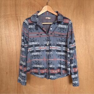 Faherty Doug Good Feather Collection Long Sleeve Cotton Pajama Top Sunset Star S